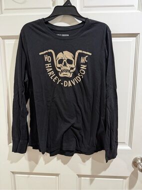 Harley-Davidson Black Tee with White Logo Print Size 2xl